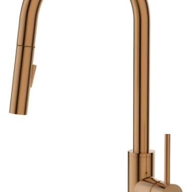 Imagem de Misturador Monocomando para Cozinha de Mesa com Bica Móvel Arejador e Extensível Dublin Jiwi Rosé Gold