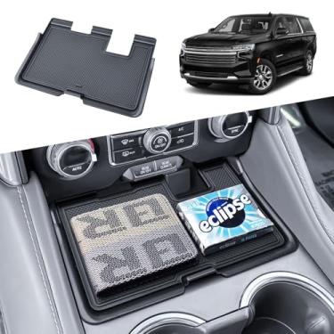Imagem de HGWEI Organizador de console central compatível com acessórios internos Chevy Tahoe/Suburban e GMC Yukon/YukonXL 2021-2024, bandeja de armazenamento de apoio de braço com tampa de compartimento oculto