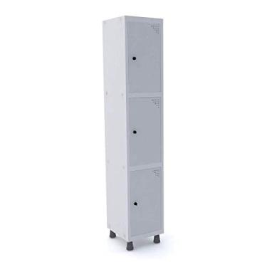 Imagem de Armário Roupeiro de Aço 3 Portas Pandin Móveis Cinza