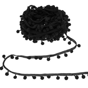 Imagem de Hahafelt Fita de acabamento de mini pompons de 30 metros, 2 cm de largura, borda única com franja, fita de costura, artesanato, pompons, borlas para artesanato faça você mesmo, cortina de costura