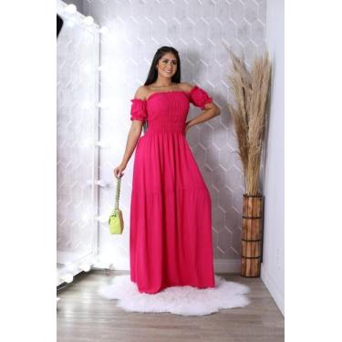 Imagem de Vestido longo cigana com elastex de tecido viscolinho - SP STORE, Pink
