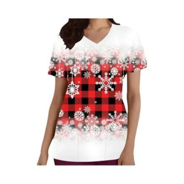 Imagem de Camisetas Adultas Com Decote Em V Tamanhos S-3XL Roupas De Trabalho Ta