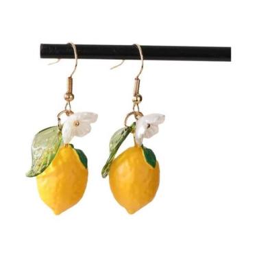 Imagem de Brincos De Moda Feminina Com Design De Frutas E Folhas, Mirtilo, Limão