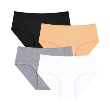 Imagem de Calcinhas De Algodão plus Size Para Mulheres, Cintura Média, 4 Peças, 