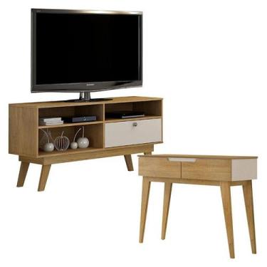 Imagem de Rack Bancada Houston e Aparador Bellíssima Cinamomo Off White - Valdem