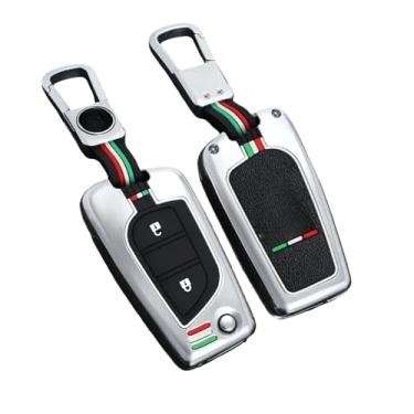 Imagem de Capa de chave compatível com toyota, projetada especificamente, compatível com corolla camry rav4 azeal hanlan leeding, acessórios automotivos(B two-key folding (space silver) buckle)