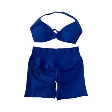 Imagem de Conjunto De Top E Shorts Sem Costura De Cintura Alta Para Academia, Ro