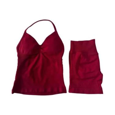 Imagem de Conjunto De Top E Shorts Sem Costura De Cintura Alta Para Academia, Ro