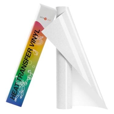 Imagem de HTVRONT Rolo de vinil HTV com glitter branco - Vinil de transferência de calor com glitter de 25,4 cm x 2,4 m para camisetas, ferro em vinil com glitter compatível com máquina de corte Cricut - Fácil