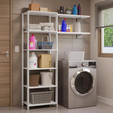 Imagem de Estante Armário Multiuso e Prateleiras para Lavanderia 139 cm Valencia Madesa