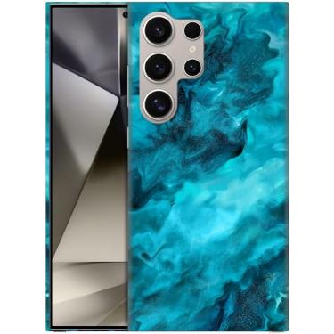 Imagem de GlamCase - Capa com suporte impresso abstrato azul-petróleo mármore para S24Ultra5G