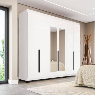 Imagem de Guarda-roupa Casal 6 Portas com Espelho Madrid Branco