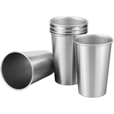 Imagem de MABCIRY 6 peças de copos de aço inoxidável para crianças, copos de metal empilháveis de 473 ml, copos de cerveja multiuso, copos de bebida inquebráveis, copos de acampamento para festa de reunião em