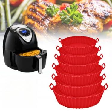 Imagem de Kit 6 Formas de Silicone para Air Fryer Antiadherente | Forro Silicone Airfryer Reutilizável | Até 230°C | Micro-ondas e Lava-louças