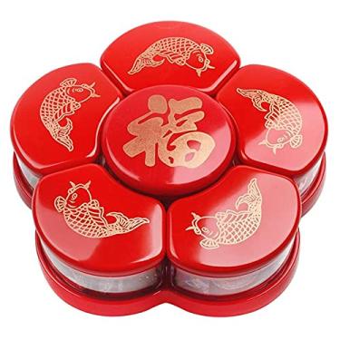 Imagem de Cesta de frutas, pratos de frutas secas, bandeja de armazenamento de alimentos com 6 compartimentos com capa de plástico, casa, sala de estar, festa de casamento, caixas de açúcar, bandeja de prato de