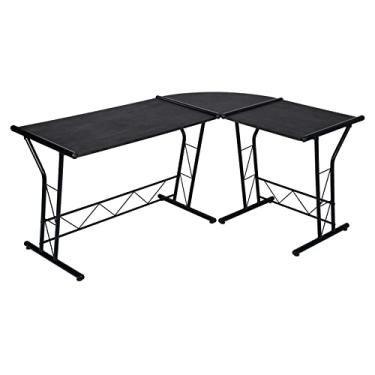 Imagem de Mesa de computador em forma de L, escritório em casa, PC, latop, mesa moderna para jogos, mesa de estudo, mesa de trabalho, economia de espaço