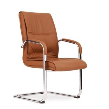 Imagem de KHUTRW3D Cadeira clássica de couro PU para escritório doméstico para recepção, escritório, reunião, sala de espera, escritório, casa, com descanso de braço, cadeira de trabalho (marrom)