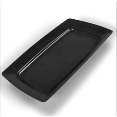 Imagem de Kit 5 Bandejas Petisqueira Plástico Preto Lanches Porções Petisco Festas Lanchonete Churrasco