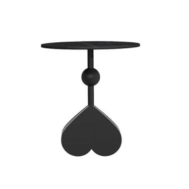 Imagem de Mesa de centro portátil de metal redonda mesa de cabeceira, mesa de cabeceira criativa para uso em casa, varanda ou sala de estar (preto)