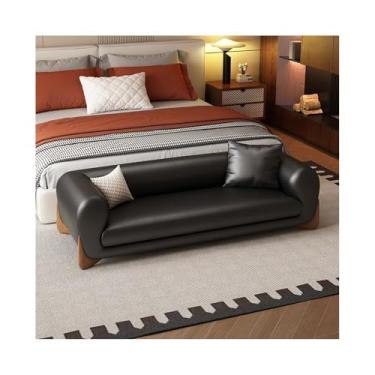 Imagem de KHUTRW3D Banqueta moderna para cama leve couro luxuoso sofá banco quarto loja de roupas vestiário entrada de cabeceira (preto, médio)