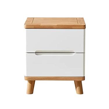 Imagem de Mesa de cabeceira moderna de madeira com 2 gavetas com 4 pernas de madeira resistentes, mesa de cabeceira, mesa lateral de sofá para quarto, sala de estar, 47 x L 40 x P 36 cm, prática