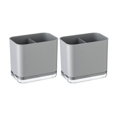 Imagem de Suporte de utensílios de cozinha para bancada, pacote com 2, porta-utensílios multifuncionais e organizador de utensílios de cozinha (cinza)