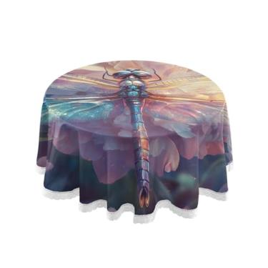 Imagem de Qilmy Toalha de mesa redonda de palmeira de treliça verde, 152 cm, resistente à água, à prova de derramamento, capa de mesa grande para jantar de reunião de família em ambientes internos e externos