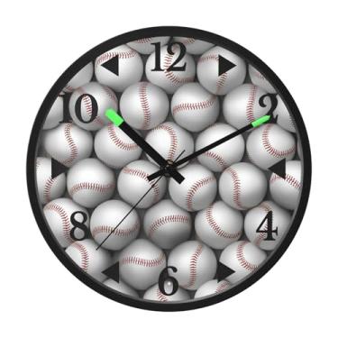 Imagem de STAYTOP Relógio de parede LED de beisebol branco para quarto com brilho noturno, relógios de parede silenciosos de 30 cm para decoração de sala de estar, controle de som, relógio de parede moderno que