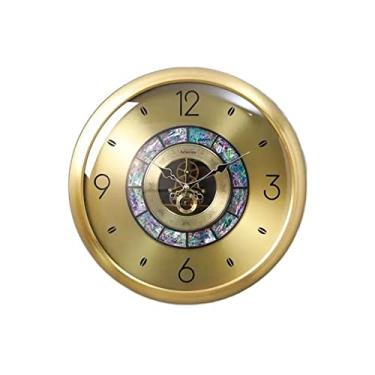 Imagem de KHUTRW3D Relógio de parede de cobre moderno de luxo para cozinha, sala de estar, relógio criativo, decoração de parede interior