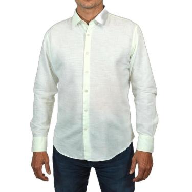 Imagem de Camisa Areia Branca Yacht Linho Verde G-Masculino