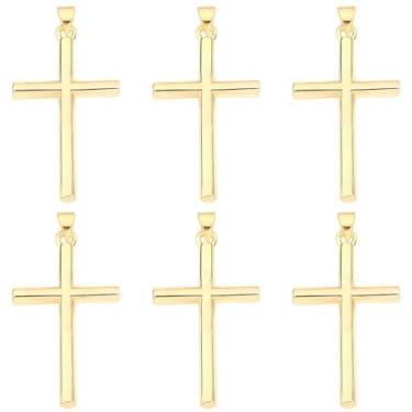 Imagem de Beebeecraft 1 caixa, 6 peças, pingentes de crucifixo banhados a ouro 18 K, pingentes pequenos de metal de Páscoa de 3,6 x 2,1 cm, para fazer joias, descobertas, colar, pulseira, brincos, chaveiro