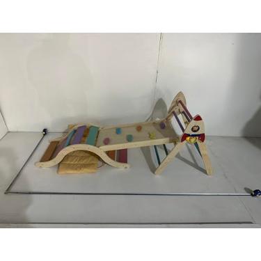 Imagem de KidsBuddy Pikler Triangle Set with Cushion 9-in-1, Large Wooden Pikler Triangle Climbing SetV7KWMT