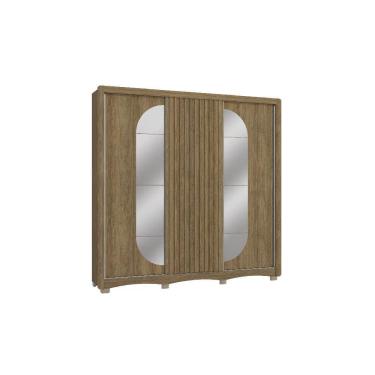 Imagem de Guarda-Roupa 3 Portas Correr Kappesberg c/Espelho CB01N576 4 Gavetas Nogueira SE