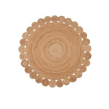 Imagem de Tapete Redondo em Fibra Natural de Juta com Borda Decorativa