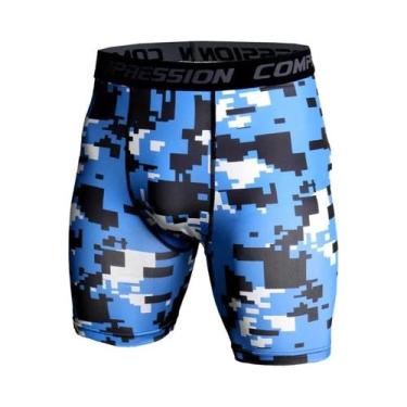 Imagem de Shorts De Compressão Masculinos Com Estampa Camuflada 3D Para Musculaç