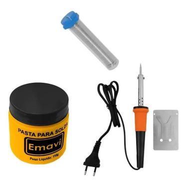 Imagem de Ferro Solda 60W 110V/220V + Estanho + Pasta - Kit
