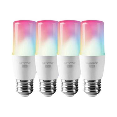 Imagem de Lâmpada LED Inteligente Wifi T37 E27 6W RGBCW WW Tipo Vela Compatível 