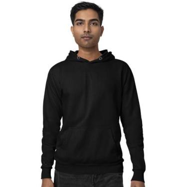 Imagem de Moletom Masculino Bolso Canguru Flanelado Liso Algodão - GR STORE, Pre