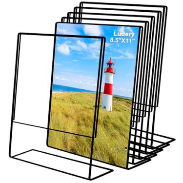 Imagem de Ludery Molduras de 21 x 28 cm, molduras transparentes sem moldura, pacote com 6 molduras de acrílico para números de mesa de casamento, placas de restaurante, fotos e exibição de arte - cor preta