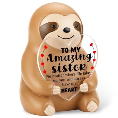 Imagem de Pariveca Estatueta de preguiça de incentivo à irmã, decoração de mesa inspiradora para mulheres, presente de agradecimento da família, figura de mensagem positiva para aniversário, formatura, Natal