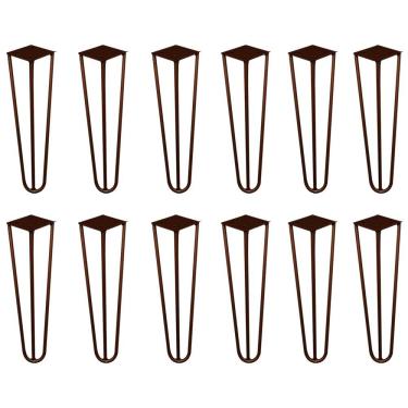 Imagem de Kit 12 Pés de Metal 25 CM Hairpin Legs Rack e Puffs Bronze