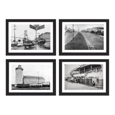 Imagem de Kit 4 Quadros Bairro Moóca São Paulo Retrô Fotos Antigas Moldura