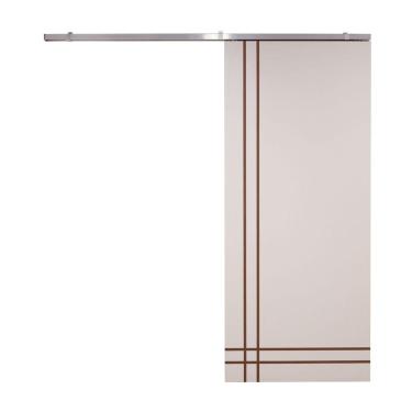 Imagem de Porta De Correr Branco Prime Frisada Kit Alumínio F06 - 210x70