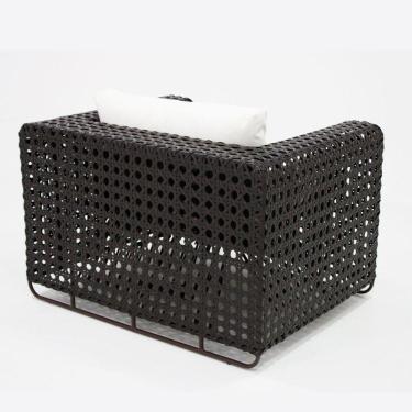 Imagem de Poltrona De Sala E Varanda Em Alumínio E Fibra Modelo Fúcsia Preto com Branco