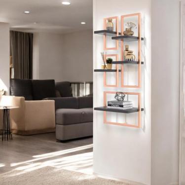 Imagem de Conjunto 5 Prateleiras Industrial Preto-cobre - Pleno