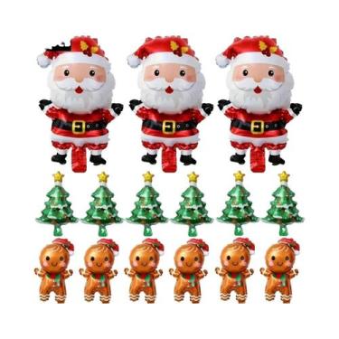 Imagem de Balões De Folha Em Formato De Bonecos De Gengibre, Papai Noel E Árvore
