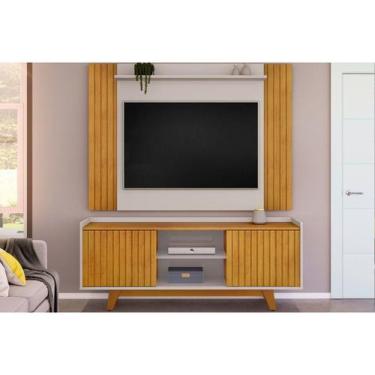 Imagem de Estante p/ Sala até 55 Pol Trend/Flat Ripado c/ Portas e Nichos 150x16