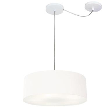 Imagem de Lustre Pendente Cilíndrico Com Desvio De Centro Md-4255 Cúpula Em Tecido 40x15cm Branco - Bivolt