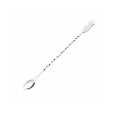 Imagem de Colher Bailarina Garfo Tridente Inox Drink Sucos Bartender 30cm - Gené