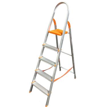 Imagem de Escada Doméstica de Alumínio com Acessórios Em Polipropileno com 5 Degraus Antiderrapantes Eds005